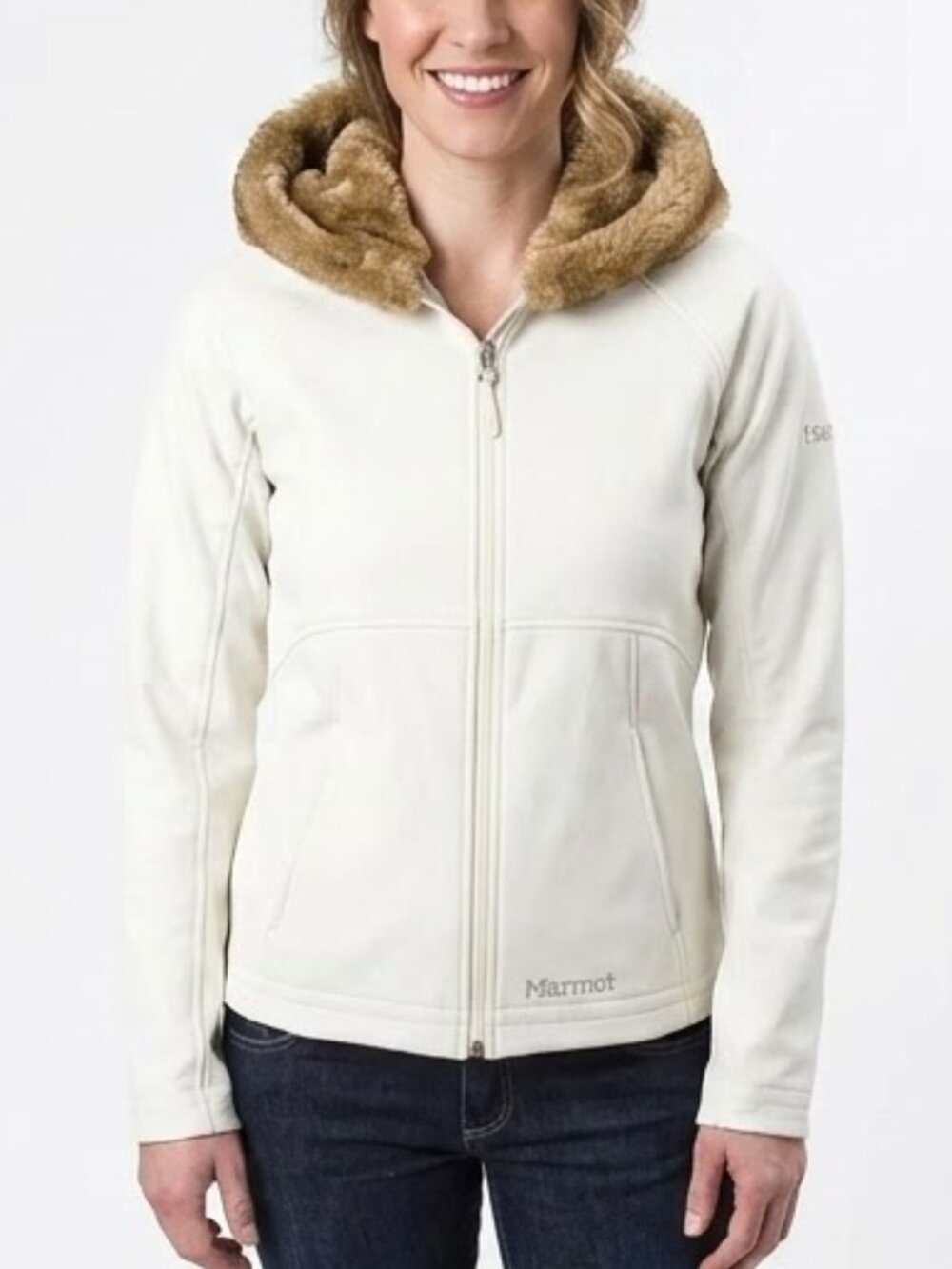 Marmot Furlong Ski Chalet Softshell Faux Fur Hood Gorpcore Winter Jacket White M
